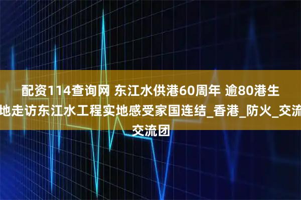配资114查询网 东江水供港60周年 逾80港生实地走访东江水工程实地感受家国连结_香港_防火_交流团